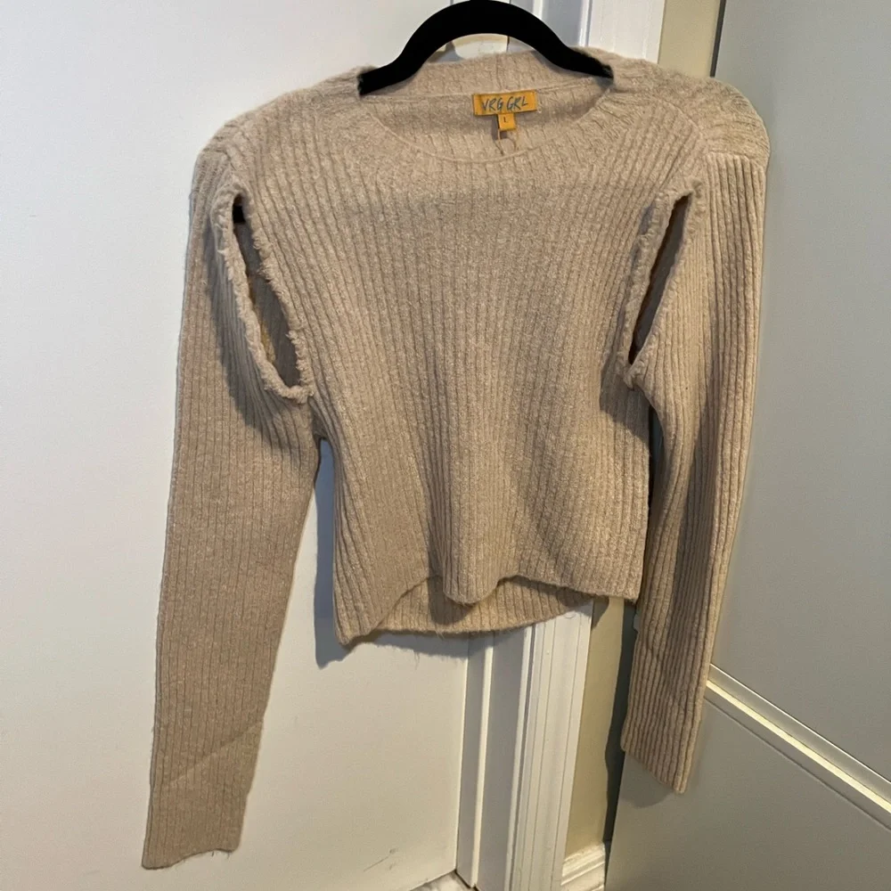 VRG GRL Louvre Knit Top in Natural Size Large NEW WITH TAGS - Picture 2 of 8